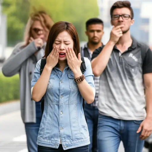她随地吐痰的行为真是让人恶心。