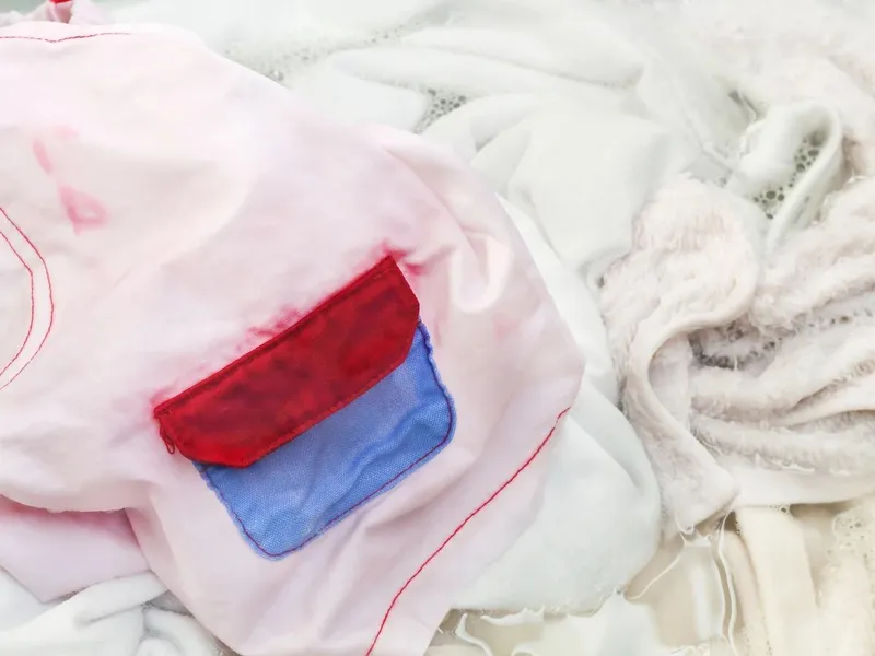 这件衣服掉色把其他衣服给染上了。