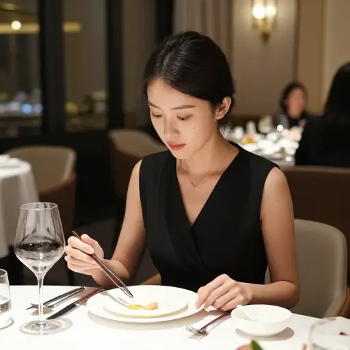 她在公共场合的言行总是符合礼仪规范。