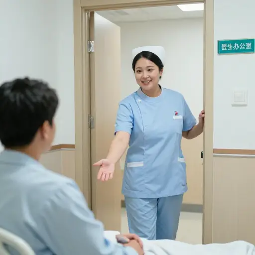 两小时后，一位丰满的护士进来把他带到了医生的办公室。