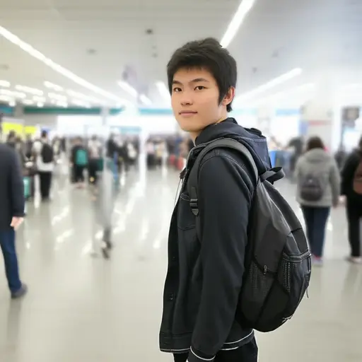 这位旅行者随身携带了轻便的行李。