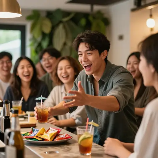 他性格开朗外向，总是第一个在聚会上活跃气氛。