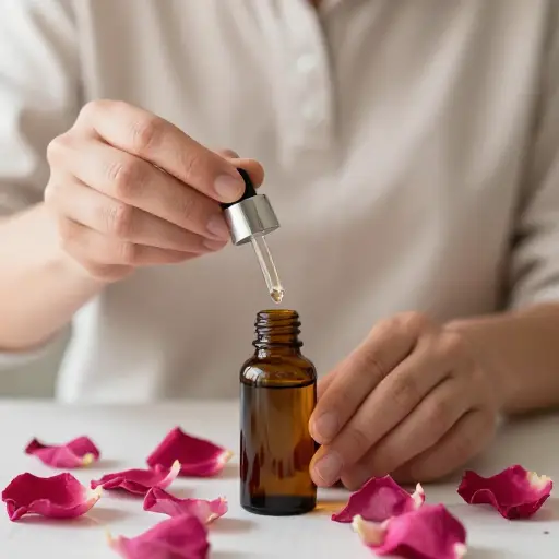 他们将玫瑰花瓣蒸馏制成精油。