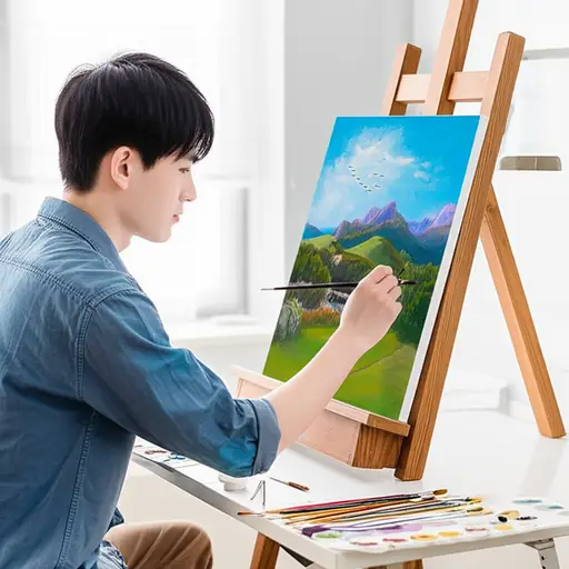 他擅长绘画。