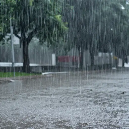 雨下得非常大。