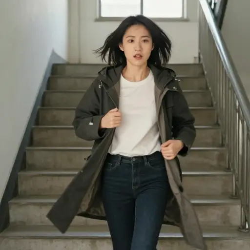 她飞快地穿好衣服，然后匆忙下楼去了厨房。