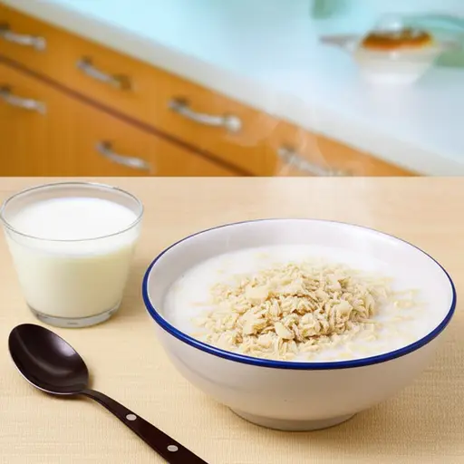 早餐我通常吃燕麦片粥，因为它很有营养。