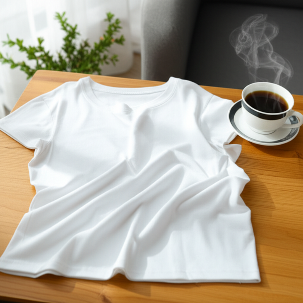 这件T恤是用纯棉制成的，穿起来很舒服。