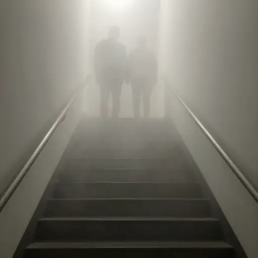 楼梯上的烟雾如此浓密，我们看不清下楼的路。