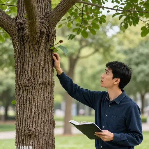 他在大学里教授植物学，专门研究树木的生长过程。
