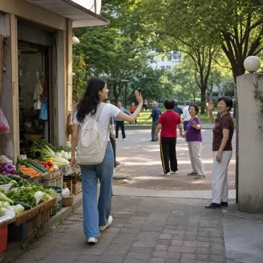 逛过当地的商店、俱乐部和公园后，谢蕾逐渐熟悉了这个地方。