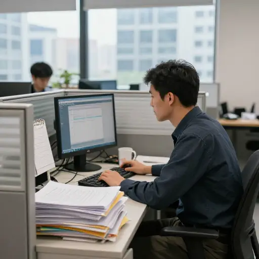 他找到新工作之前，已经在原来的公司工作了十年。
