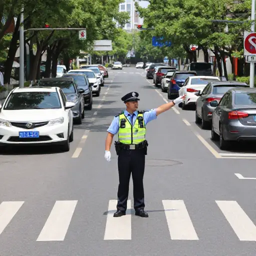警察正在指挥交通。