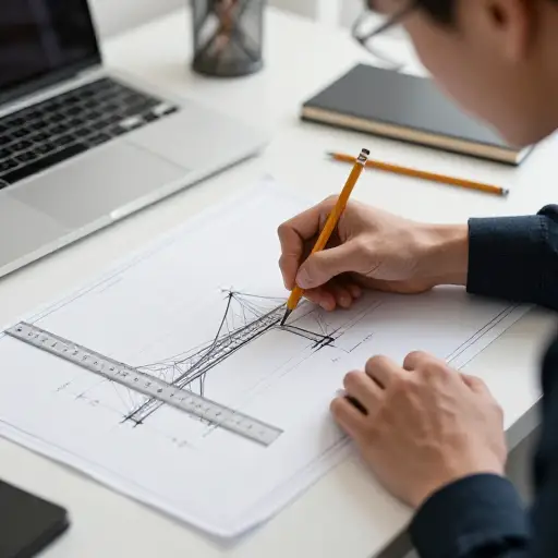 建筑师确保桥梁是按比例绘制的。