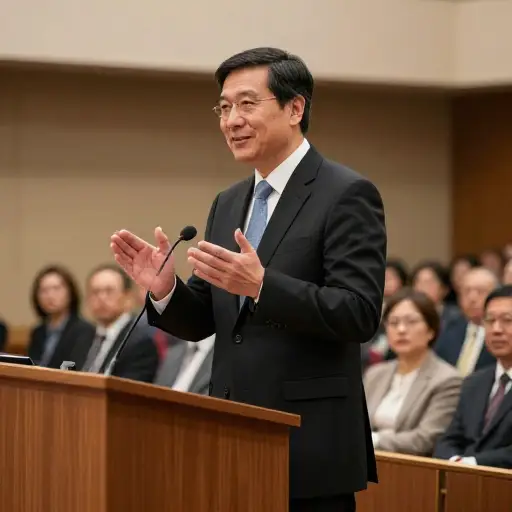 他的演讲很得体。