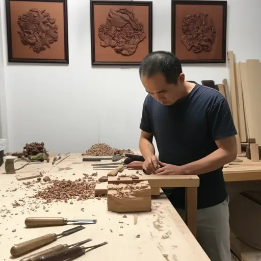 他花了多年时间才掌握了木雕这门手艺。