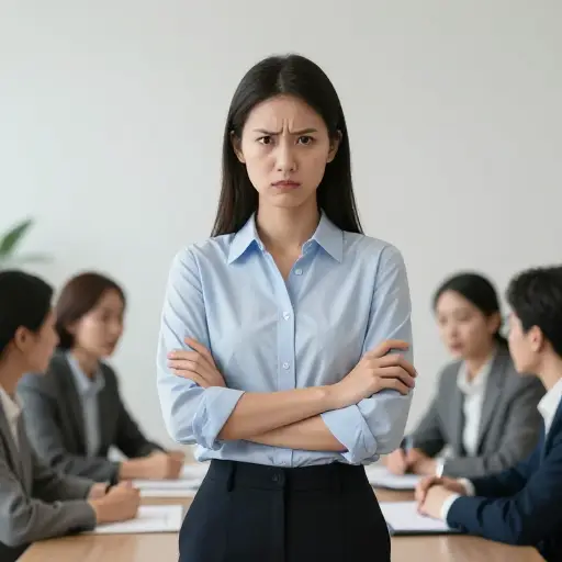 当她的观点受到质疑时，她变得防备起来。