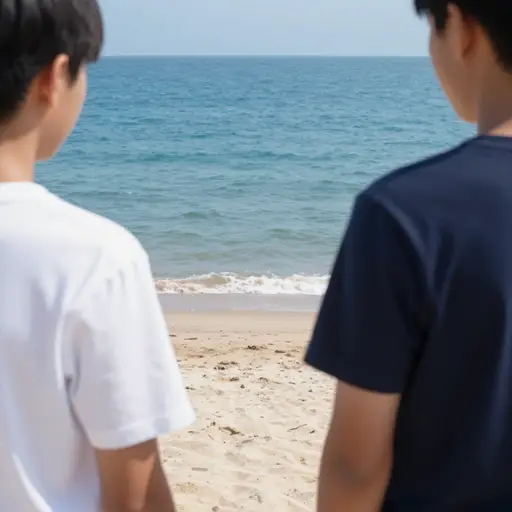 我们从海滩上看到了蓝色的海洋。