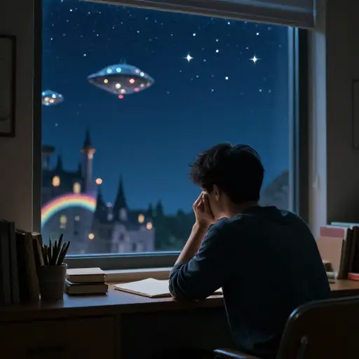 夜幕降临，我的想象力开始天马行空。