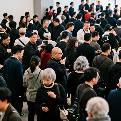 我们在一个拥挤的房间里等待。