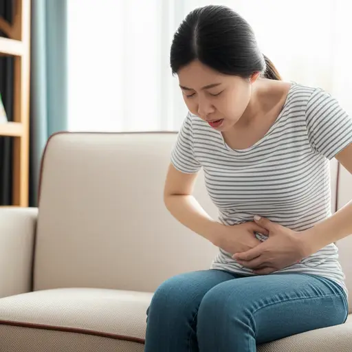 我妹妹经常肚子疼。
