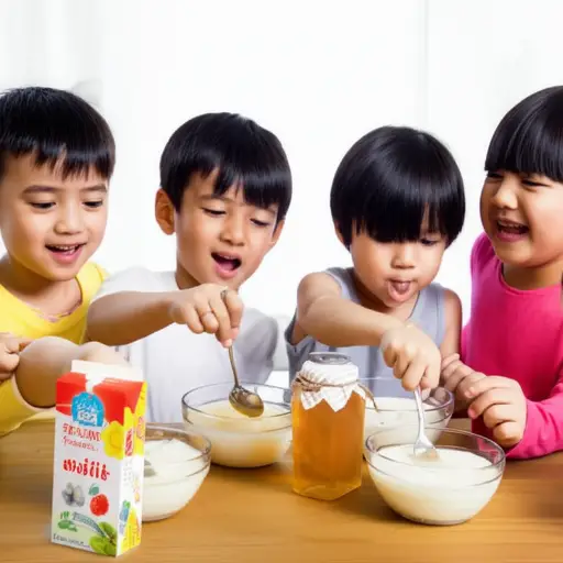 孩子们喜欢把蜂蜜拌在酸奶里吃。
