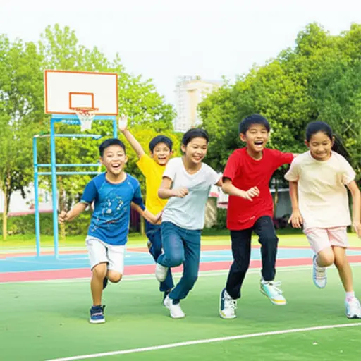孩子们在操场上尖叫着追逐打闹。