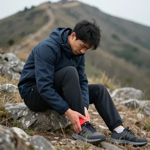 我的腿在爬山后很累。