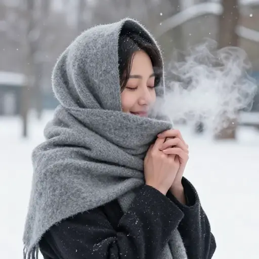 这条羊毛围巾非常柔软保暖。