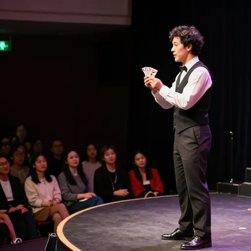 他是一位喜剧演员，也会表演魔术。