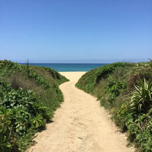 这条小径通向一个僻静的海滩。