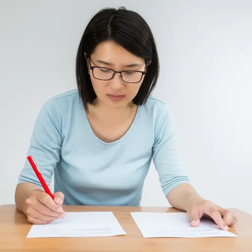 老师仔细检查了试卷上的批改痕迹。