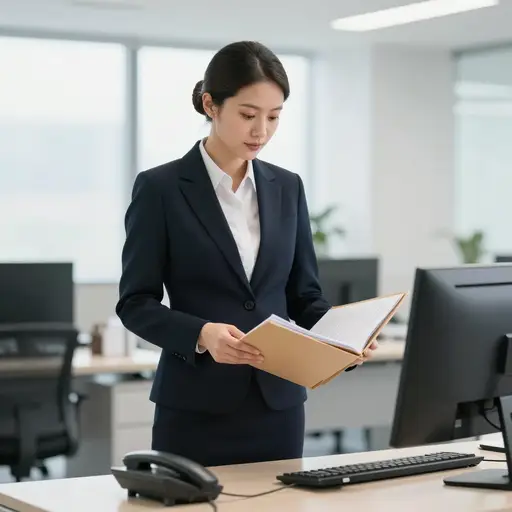 她担任市长的秘书，处理日常通讯。