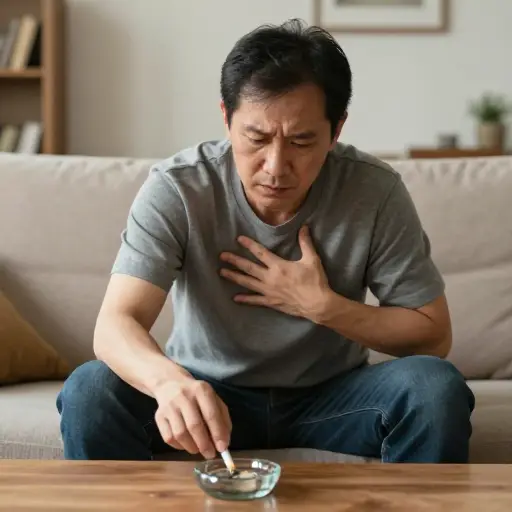 由于健康原因，他不得不停止吸烟。