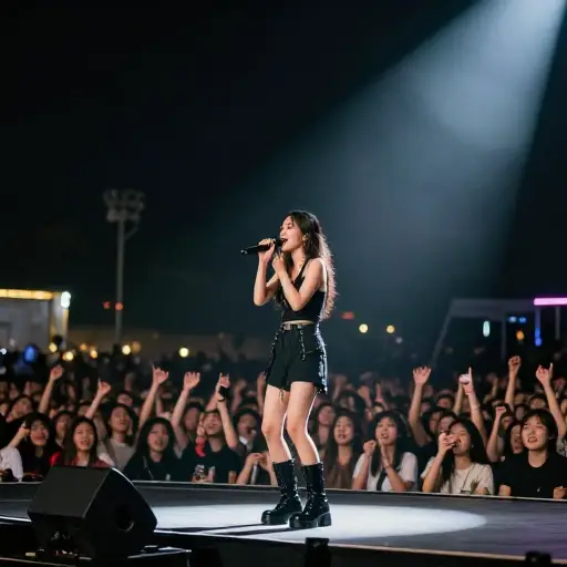 她在那个音乐节上领衔主演。