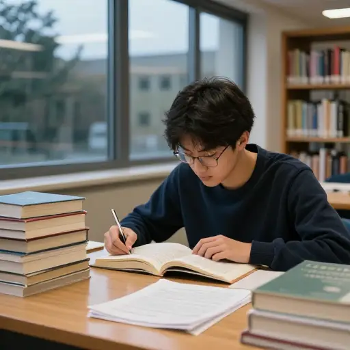 我一整天都在图书馆为考试学习。