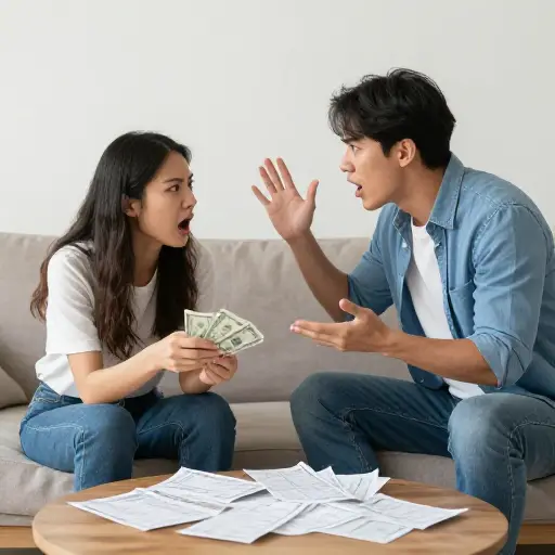 他们因为钱的事情吵翻了。