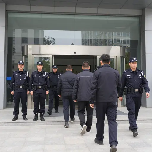 保安将抗议者护送出场所。