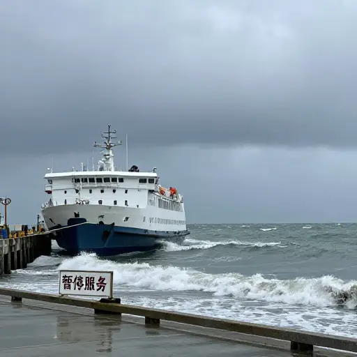 渡轮服务因恶劣天气而暂停一天。