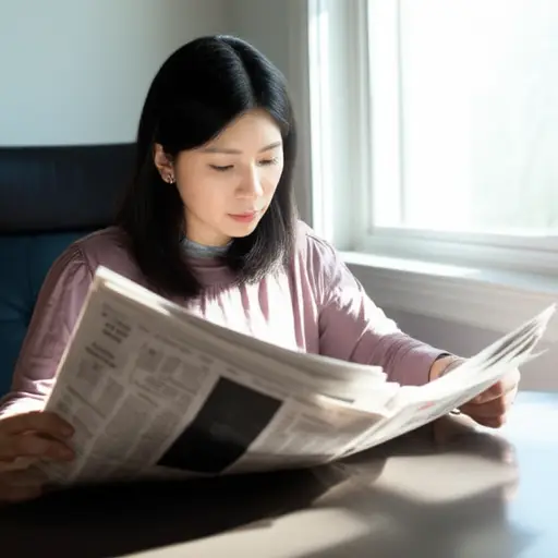 她每天早上都会浏览桌上的报纸。