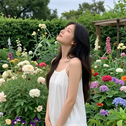她退避到花园里，想寻得片刻安宁。