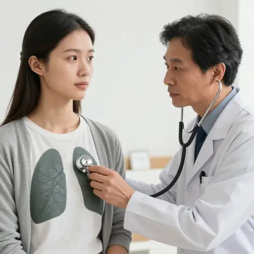 医生用听诊器听了听我的肺音。