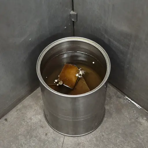 液体和固体废物被收集在罐子里。