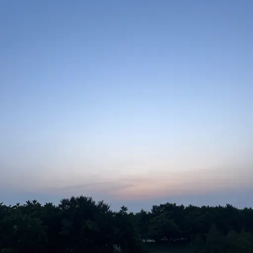 柔和的蓝色夜幕降临，天色逐渐暗了下来。