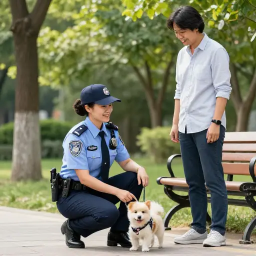 那位女警察帮我找到了走失的狗。