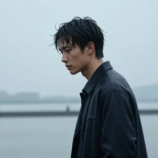 我的头发被雨淋湿了。