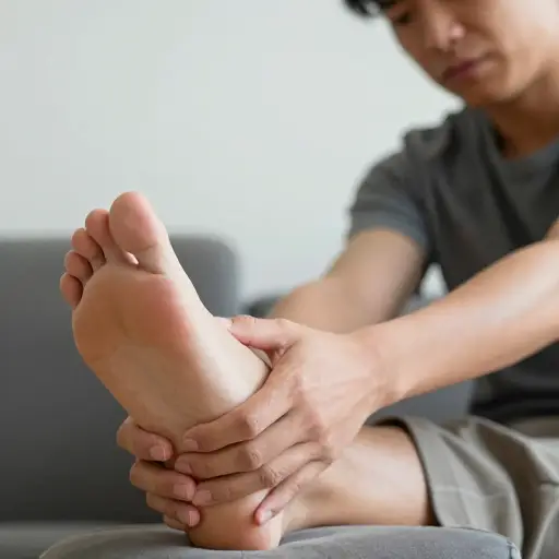 保持一个姿势坐了几小时后，我的脚麻了。