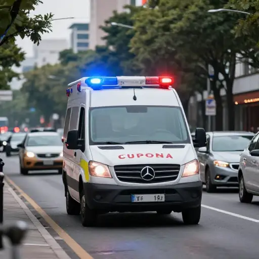 警报器鸣响，预示着一辆救护车正在靠近。