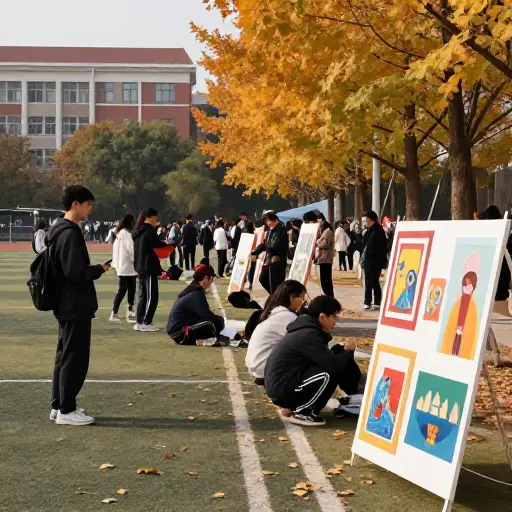 学校在秋天举办了一个艺术节。