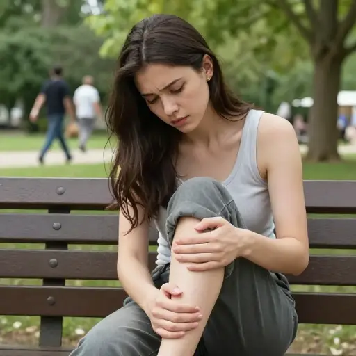 她的膝盖疼。